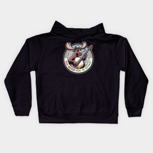 Moose ical Maestro, Strumming Strings to Conservation Beats Kids Hoodie